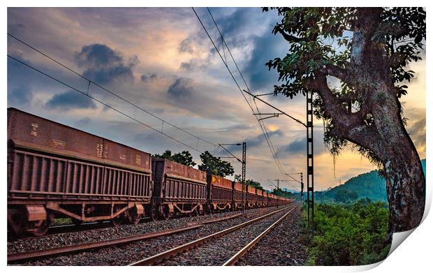 The train to horizon Print by Indranil Bhattacharjee