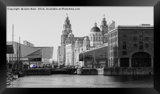 Royal Albert Dock, Liverpool (Black and White) Framed Print by John Wain