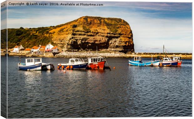 Staithes Harbour  Canvas Print by keith sayer