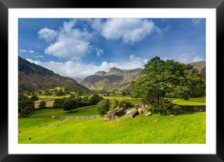 Langdale Pikes in Lake District Framed Mounted Print by Steve Heap