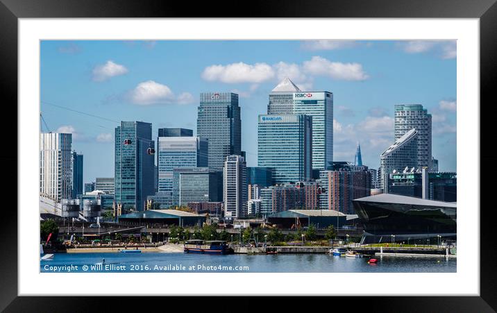Canary Wharf Cityscape on the Isle of Dogs Framed Mounted Print by Will Elliott