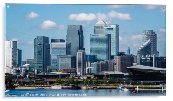 Canary Wharf Cityscape on the Isle of Dogs Acrylic by Will Elliott