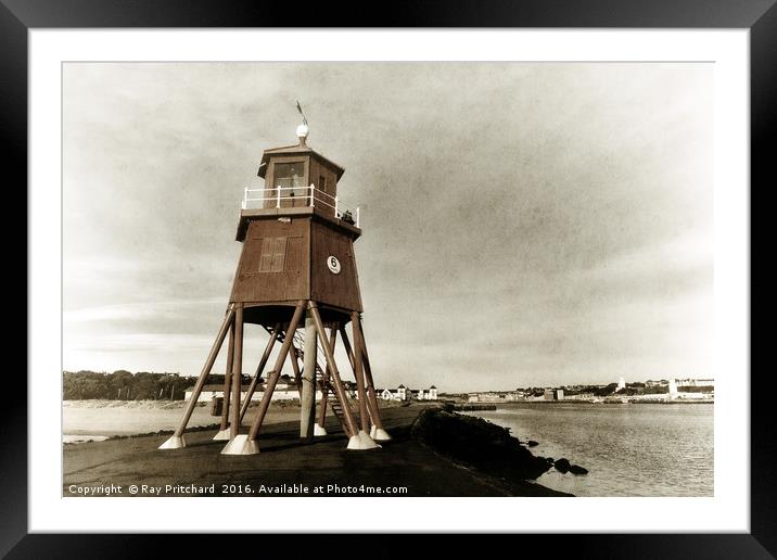 Herd Groyne Lighthouse  Framed Mounted Print by Ray Pritchard