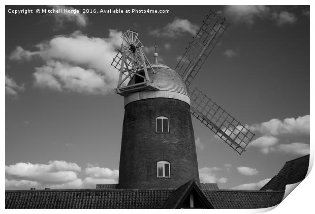 Windmill at Caldecott Lake Print by Mitchell Nortje