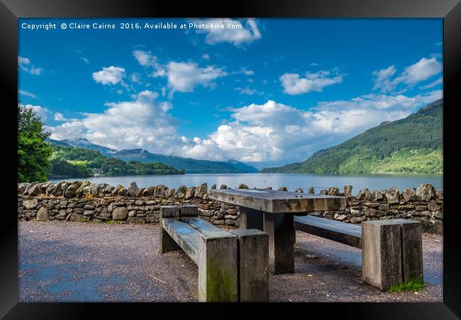 Seat by Loch Lomond Framed Print by Claire Cairns
