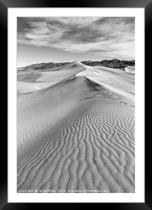 Early morning in the Mesquite Sand Dunes in Death  Framed Mounted Print by Jamie Pham