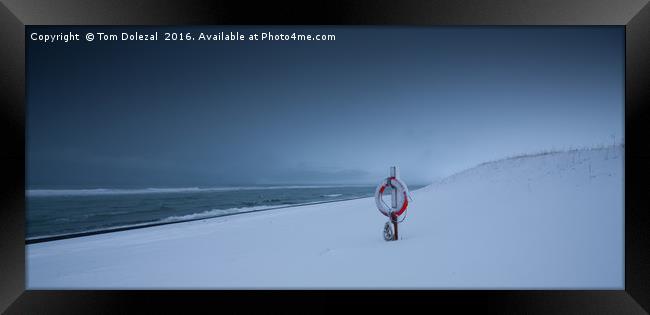Icelandic winter beach scene Framed Print by Tom Dolezal
