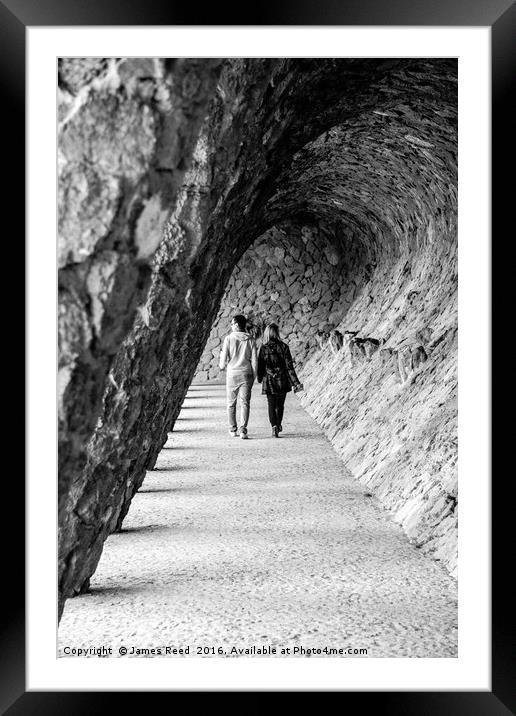 Taking a walk, Barcelona Framed Mounted Print by James Reed