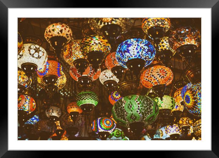 Beautiful Colored Arabian Lamps In Oriental Grand  Framed Mounted Print by Radu Bercan