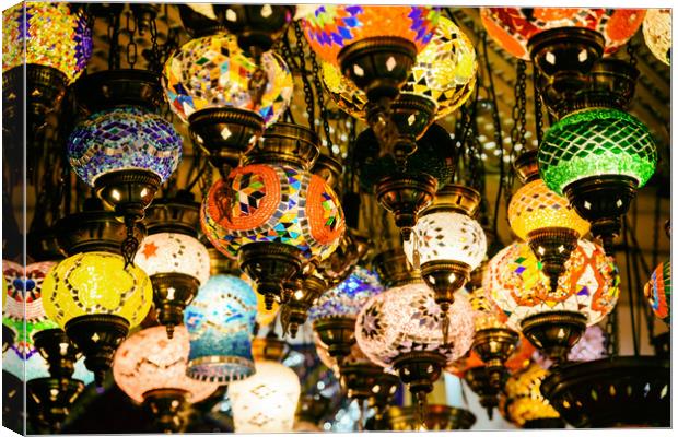 Beautiful Colored Arabian Lamps In Oriental Grand  Canvas Print by Radu Bercan