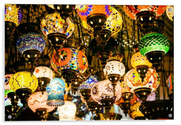 Beautiful Colored Arabian Lamps In Oriental Grand  Acrylic by Radu Bercan