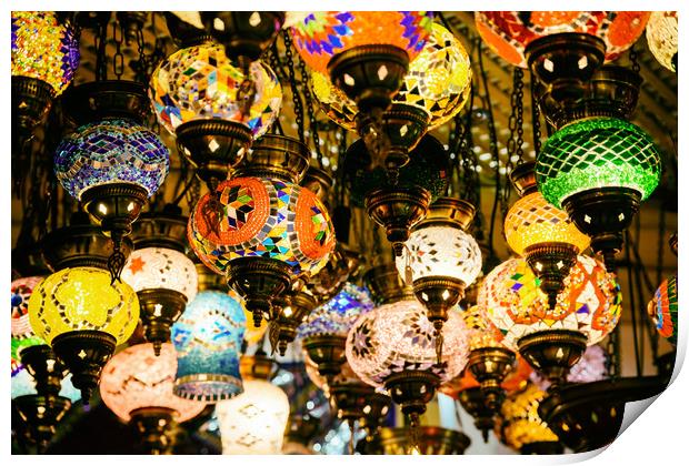 Beautiful Colored Arabian Lamps In Oriental Grand  Print by Radu Bercan