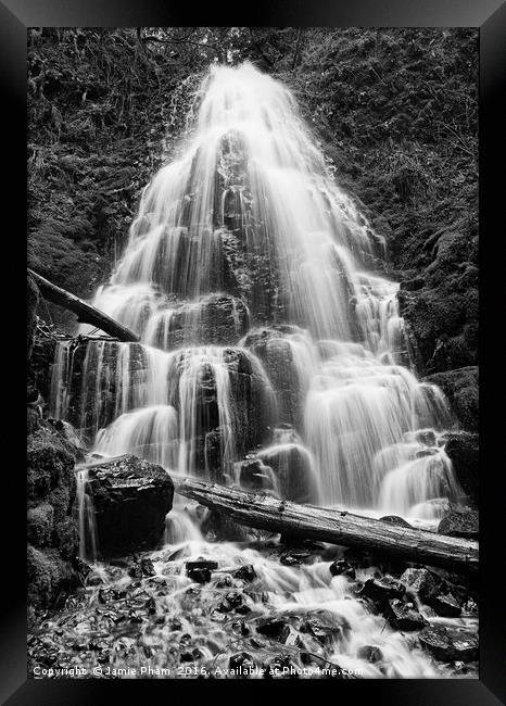 Fairy Falls in the Columbia River Gorge Area of Or Framed Print by Jamie Pham