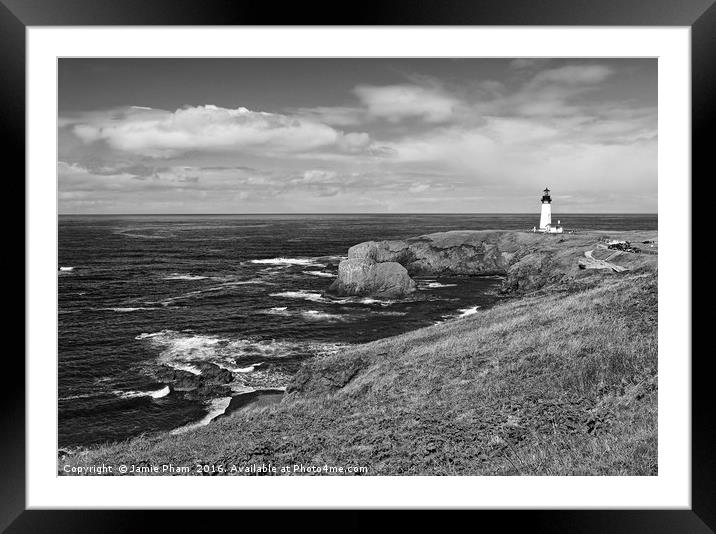 Panorama of Yaquina Lighthouse. Framed Mounted Print by Jamie Pham