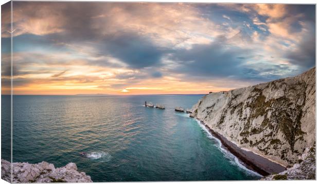 Needles Sunset Panorama Canvas Print by Wight Landscapes