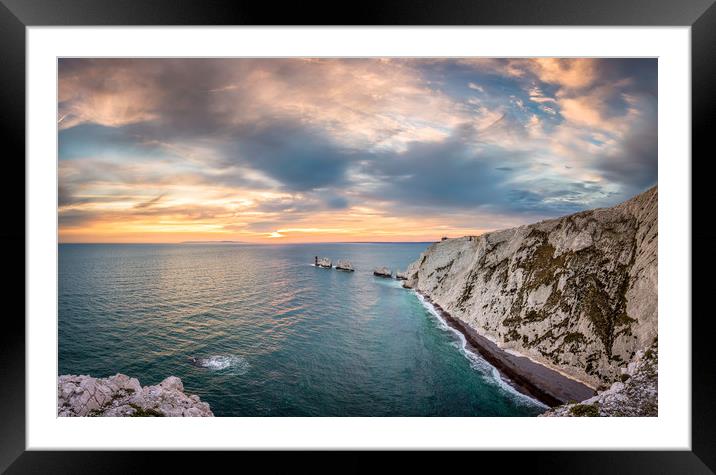 Needles Sunset Panorama Framed Mounted Print by Wight Landscapes
