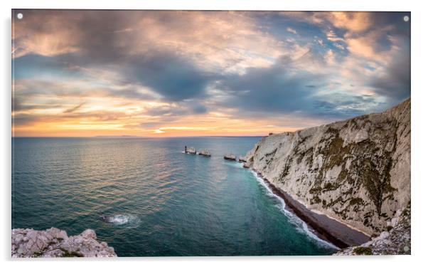Needles Sunset Panorama Acrylic by Wight Landscapes