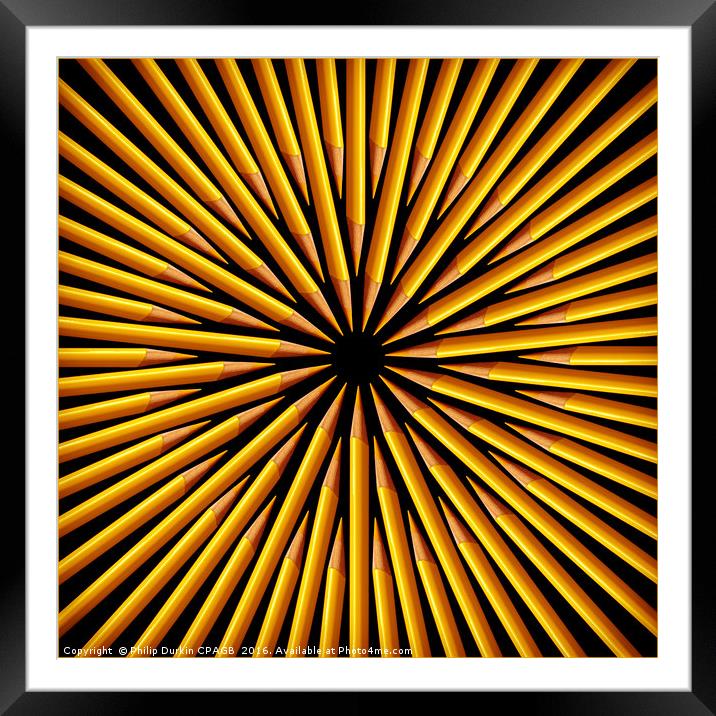 Sunburst of Yellow Pencils Framed Mounted Print by Phil Durkin DPAGB BPE4