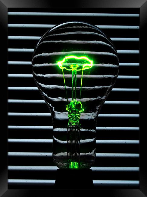 Light Bulb green Framed Print by Rob Hawkins