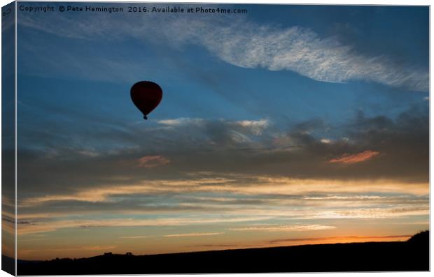 Ballooning at Sunset Canvas Print by Pete Hemington