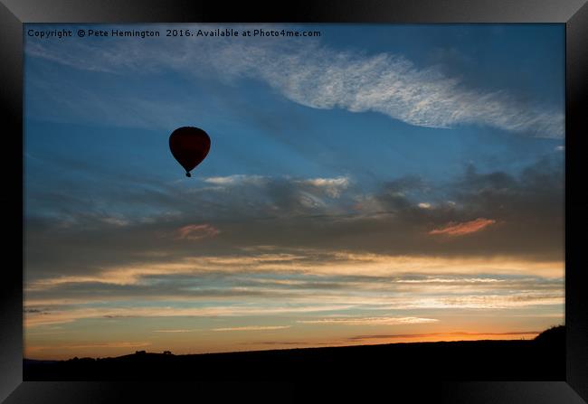 Ballooning at Sunset Framed Print by Pete Hemington