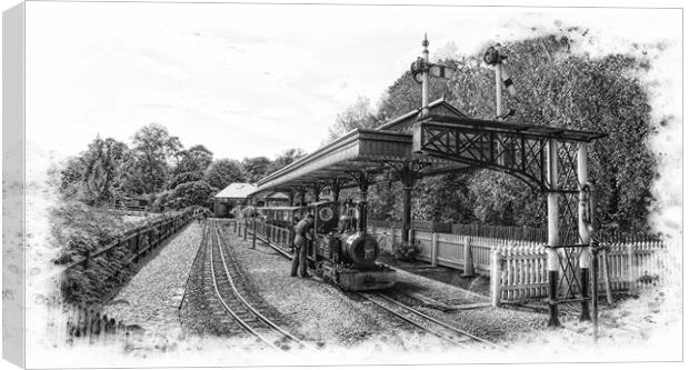 Exbury Garden Train station in pencil Canvas Print by JC studios LRPS ARPS