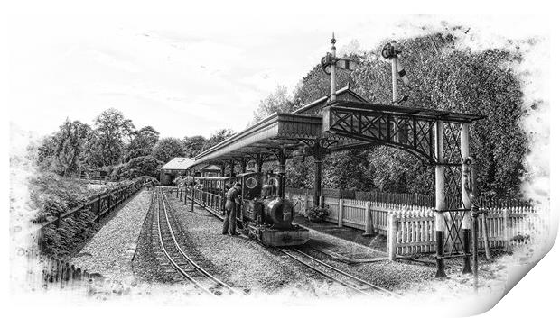 Exbury Garden Train station in pencil Print by JC studios LRPS ARPS