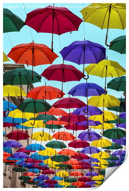 Umbrellas in Bath, UK Print by Pauline Tims