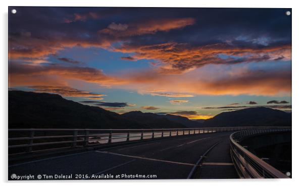 Dawn at Kylesku bridge Acrylic by Tom Dolezal