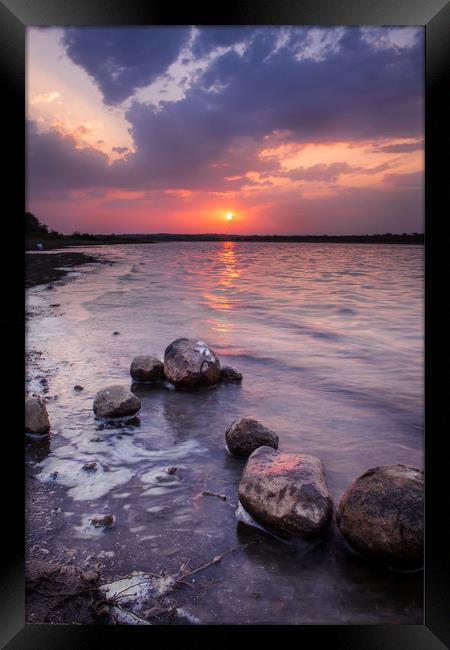 Sunset at the Lake Framed Print by Indranil Bhattacharjee