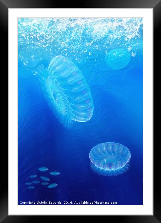 Beneath a breaking sea Framed Mounted Print by John Edwards