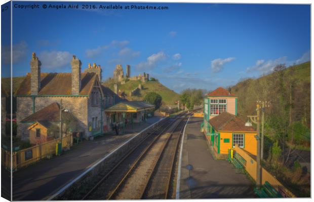 Corfe Castle. Canvas Print by Angela Aird