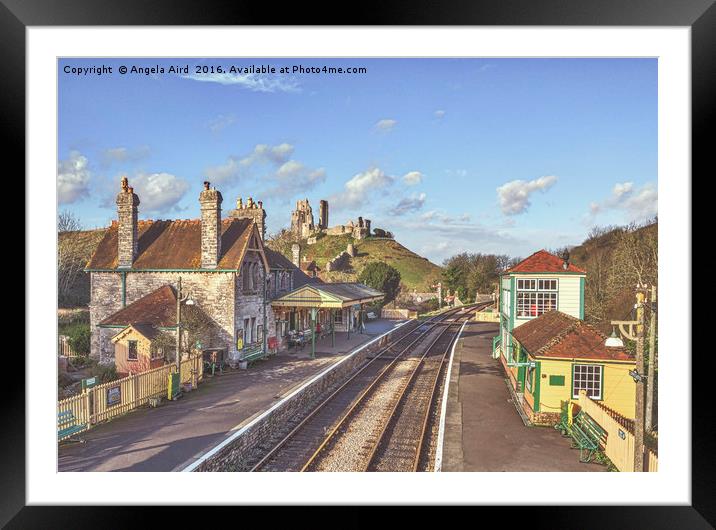 Corfe Castle Train Sation. Framed Mounted Print by Angela Aird