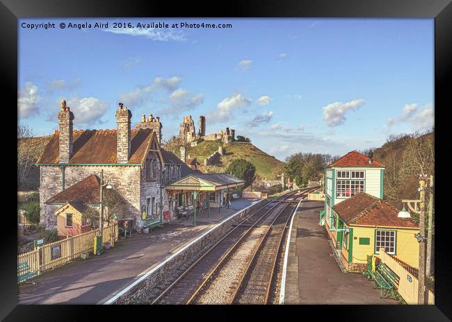 Corfe Castle Train Sation. Framed Print by Angela Aird