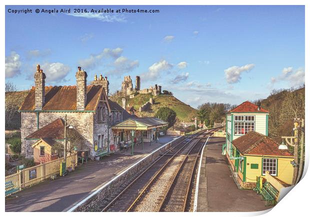 Corfe Castle Train Sation. Print by Angela Aird