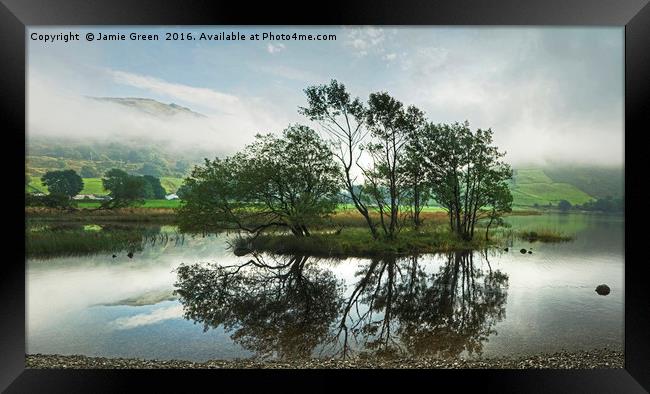 Between Lake and Stream Framed Print by Jamie Green