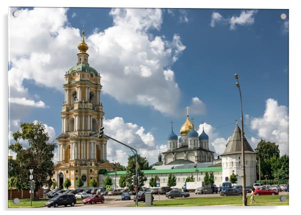 Domes of the Novospassky monastery. Acrylic by Valerii Soloviov