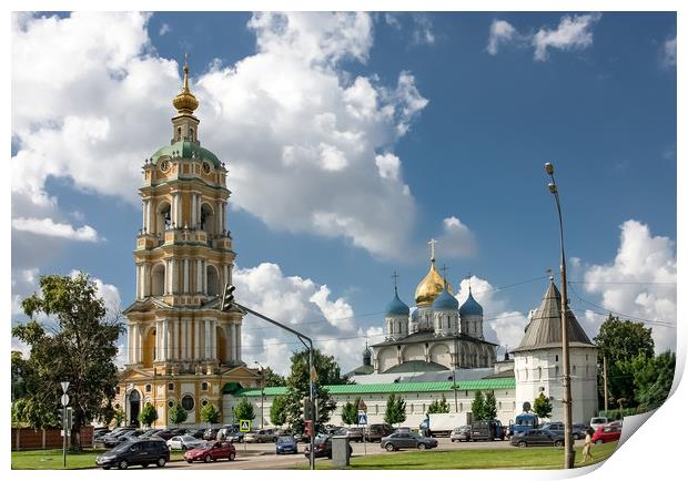 Domes of the Novospassky monastery. Print by Valerii Soloviov