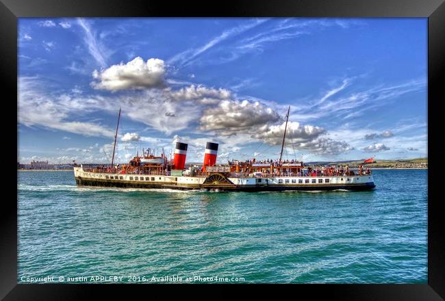 Paddle Steamer Waverley At Weymouth Framed Print by austin APPLEBY