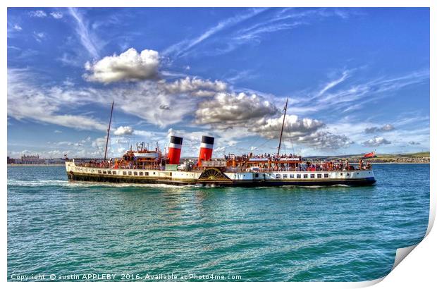 Paddle Steamer Waverley At Weymouth Print by austin APPLEBY