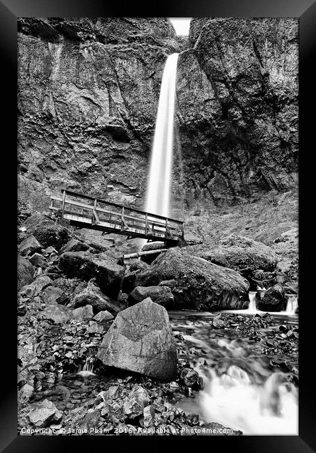 Lower angle of Elowah Falls in the Columbia River  Framed Print by Jamie Pham