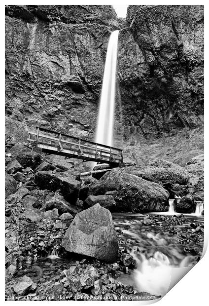 Lower angle of Elowah Falls in the Columbia River  Print by Jamie Pham