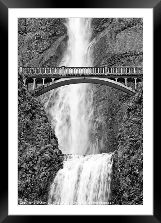 Close up view of Multnomah Falls Framed Mounted Print by Jamie Pham