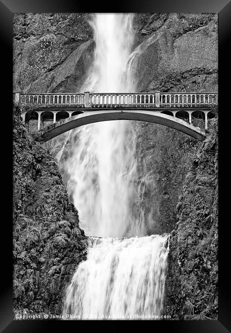 Close up view of Multnomah Falls Framed Print by Jamie Pham