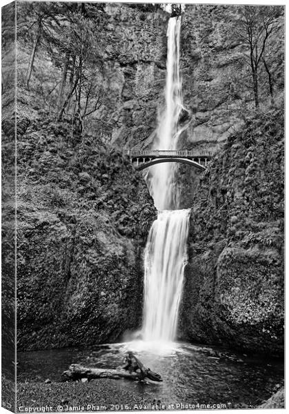Full view of Multnomah Falls in the Columbia River Canvas Print by Jamie Pham