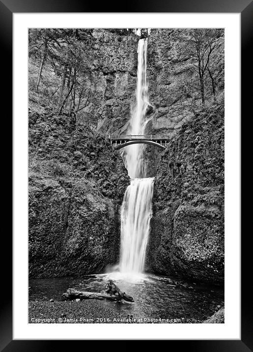Full view of Multnomah Falls in the Columbia River Framed Mounted Print by Jamie Pham