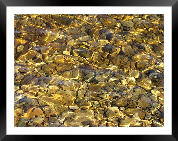 Pebbles in Water Framed Mounted Print by Jacqi Elmslie