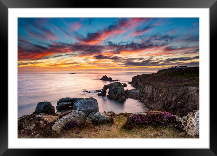 Land's End Sunset Splendour Framed Mounted Print by Michael Brookes