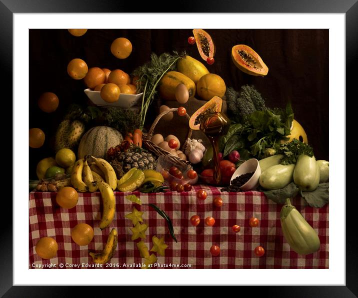 Grocery explosion Framed Mounted Print by Corey Edwards