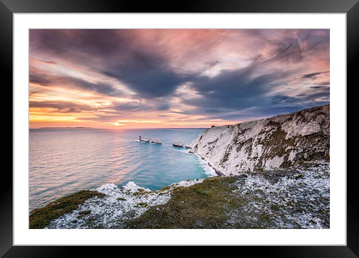 Scratchells Bay and The Needles Framed Mounted Print by Wight Landscapes